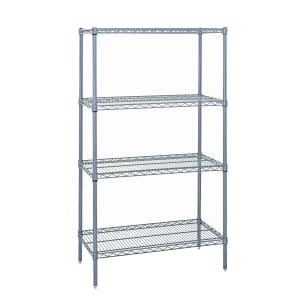 688-WR741442GY 42" NSF 4-Tier Epoxy Coated Wire Shelf Kit - 14"W, 74"H