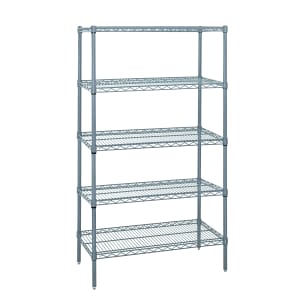 688-WR741448GY5 48" NSF 5-Tier Epoxy Coated Wire Shelf Kit - 14"W, 74"H