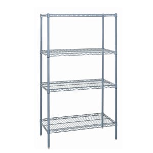 688-WR742442GY 42" NSF 4-Tier Epoxy Coated Wire Shelf Kit - 24"W, 74"H