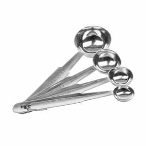 166-MSSR74 4 Piece Measuring Spoon Set, Round Scoop Style, Stainless