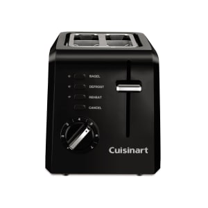141-CPT122BKWH 2 Slice Compact Toaster w/ Crumb Tray - Plastic, Black/Stainless, 120v