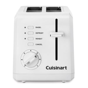 141-CPT122WH 2 Slice Toaster w/ 1 1/2" Slots - (3) Controls & 7 Setting Dial, White/Stainless