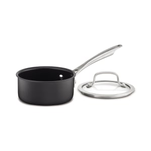 141-DSA1914WH 1 qt Anodized Aluminum Saucepan w/ Glass Cover, Black
