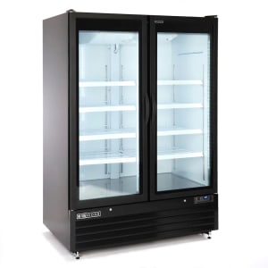 763-MXGDM50FBHC 54" X-Series Two Section Display Freezer w/ Swing Doors - Bottom Mount Compressor, Black, 120v