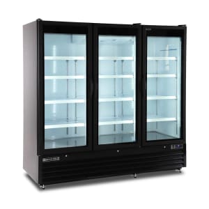 763-MXGDM73FBHC 81" X-Series Three Section Display Freezer w/ Swing Doors - Bottom Mount Compressor, Black, 120v