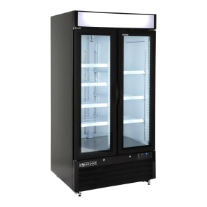 763-MXM236RBHC 39 1/2" X-Series Two Section Glass Door Merchandiser - (2) Left/Right Hinge Doors, Black, 120v