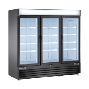 763-MXM372FBHC 81" X-Series Three Section Display Freezer w/ Swing Doors - Bottom Mount Compressor, Black, 208-230v