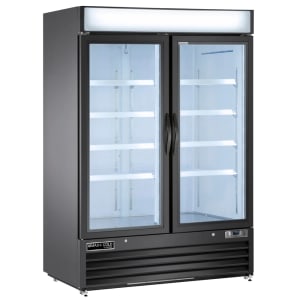 763-MVMF48B 54" V-Series Two Section Display Freezer w/ Swing Doors - Bottom Mount Compressor, Black, 208-230v