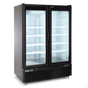 763-MXGDM50RBHC 54" X-Series Two Section Glass Door Merchandiser - (2) Left/Right Hinge Doors, Black, 120v
