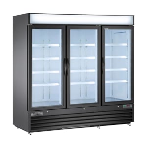 763-MXM372RBHC 81" X-Series Three Section Glass Door Merchandiser - (3) Left/Right Hinge Doors, Black, 120v