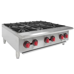 895-HP36 36" Gas Hotplate w/ (6) Burners & Manual Controls, Convertible