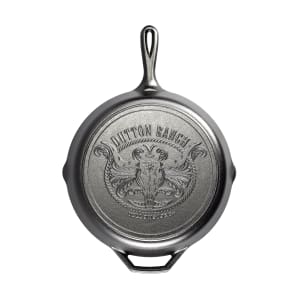 261-L10SKYW 12 9/16" Round Yellowstone Cast Iron Skillet, Steer