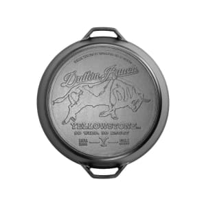 261-L17SKYW 17" Round Yellowstone Cast Iron Handled Skillet, Bull