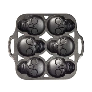 261-BWSKULL 6 Compartment Cast Iron Mini Cake Pan, Skull