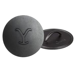 261-L8RFIPYW 8" Round Yellowstone Cast Iron Grill Press, Power Y