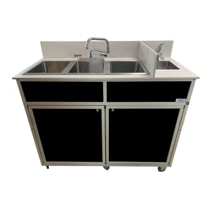 570-NS004 37 1/2"H Portable Sink w/ (1) 4" Bowl & (3) 10"D Bowls, Hot & Cold Water