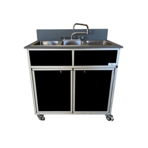 570-NS003 37 3/4"H Portable Sink w/ (3) 10"D Bowls, Hot & Cold Water