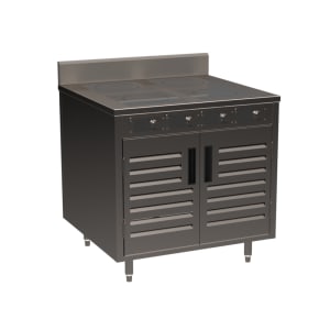 315-BOH3500D 36" Cooking Cart w/ (4) Induction Stove, Silver