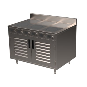 315-BOH3500D6 48" Cooking Cart w/ (6) Induction Stove, Silver
