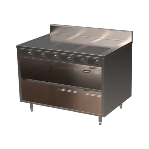 315-BOH18006 48" Cooking Cart w/ (6) Induction Stove, Silver