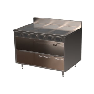 315-BOH35006 48" Cooking Cart w/ (6) Induction Stove, Silver