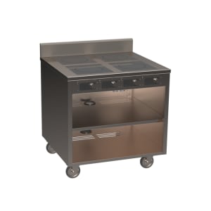 315-BOH3500C 36" Mobile Cooking Cart w/ (4) Induction Burners, Silver
