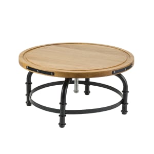229-10086 13" Round Rotating Cake Stand - 6"H, Acacia Wood/Metal