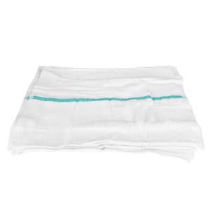 094-700BRTGRS White Cotton Bar Towel w/ Green Stripe, 16" x 19"