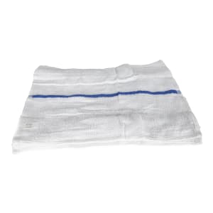 094-700BRTBLS White Cotton Bar Towel w/ Blue Stripe, 16" x 19"