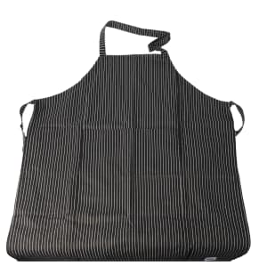 094-619BAWS Cotton Pinstripe Bib Apron, 29 x 38", White / Black