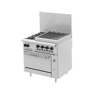 290-C36S2B24CBLP 36" 2 Burner Gas Range w/ Charbroiler & Standard Oven, Liquid Propane