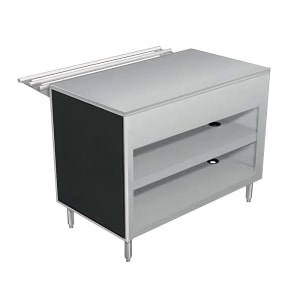 212-31825PG217101 18" Stationary Serving Counter w/ Shelves & Stainless Top, Semi Gloss Black