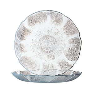 450-J0856 9" Round Fleur Dinner Plate - Glass, Clear