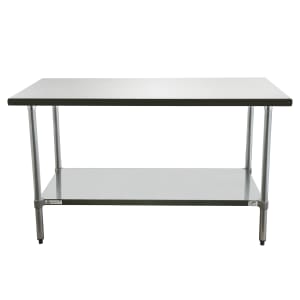 212-4162460 60" 16 ga Work Table w/ Undershelf & 400 Series Stainless Flat Top