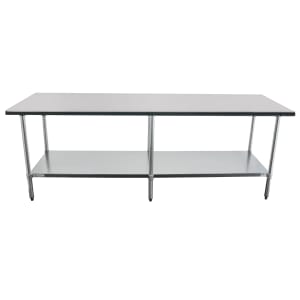 212-314S249610R 96" 14 ga Work Table w/ Undershelf & 300 Series Stainless Top, 9 1/2" Backsplash
