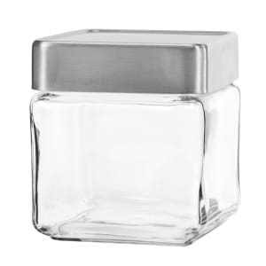075-85753 1 qt Square Stackable Jar w/ Brushed Aluminum Lid