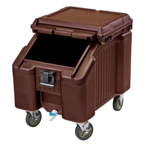 144-ICS100L131 100 lb Insulated Mobile Ice Caddy - Plastic, Dark Brown