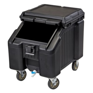 144-ICS100L4S110 100 lb Insulated Mobile Ice Caddy - Plastic, Black
