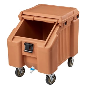 144-ICS100L4S157 100 lb Insulated Mobile Ice Caddy - Plastic, Coffee Beige