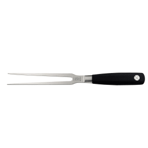 132-M21046 7" Straight Carving Fork w/ Black Ergonomic Santoprene® Handle, High-Carbon German Steel