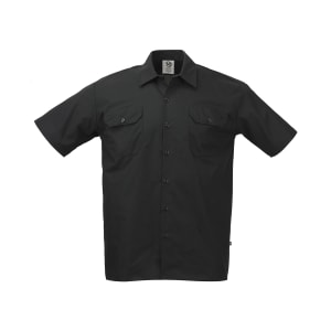 132-M60250BK3X Metro Edge® Brewer Work Shirt w/ Short Sleeves - Poly/Cotton, Black, 3X