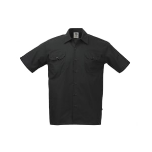 132-M60250BKS Metro Edge® Brewer Work Shirt w/ Short Sleeves - Poly/Cotton, Black, Small