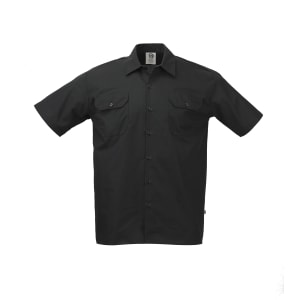 132-M60250BKXS Metro Edge® Brewer Work Shirt w/ Short Sleeves - Poly/Cotton, Black, X-Small