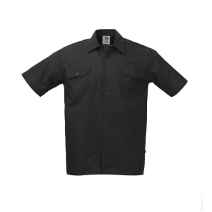 132-M60250BK4X Metro Edge® Brewer Work Shirt w/ Short Sleeves - Poly/Cotton, Black, 4X