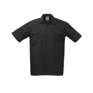 132-M60250BK5X Metro Edge® Brewer Work Shirt w/ Short Sleeves - Poly/Cotton, Black, 5X