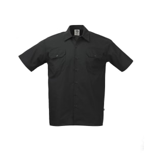 132-M60250BK2X Metro Edge® Brewer Work Shirt w/ Short Sleeves - Poly/Cotton, Black, 2X
