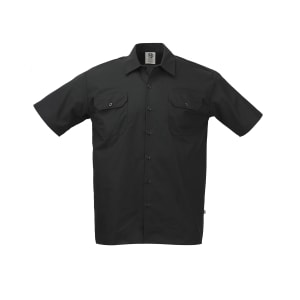 132-M60250BK1X Metro Edge® Brewer Work Shirt w/ Short Sleeves - Poly/Cotton, Black, X-Large