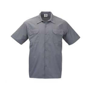 132-M60250GY3X Metro Edge® Brewer Work Shirt w/ Short Sleeves - Poly/Cotton, Gray, 3X