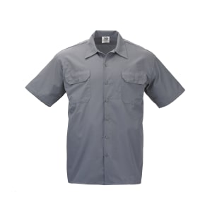 132-M60250GY5X Metro Edge® Brewer Work Shirt w/ Short Sleeves - Poly/Cotton, Gray, 5X