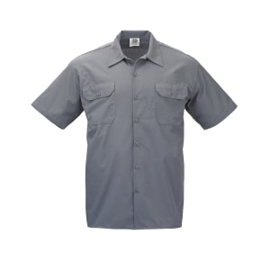 132-M60250GY1X Metro Edge® Brewer Work Shirt w/ Short Sleeves - Poly/Cotton, Gray, X-Large
